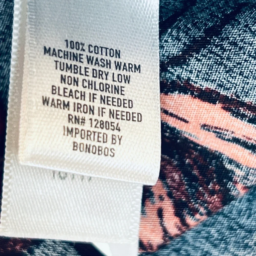 Bonobos Mens Slim Fit Butterfly Print Button Down Shirt Navy Red Size M